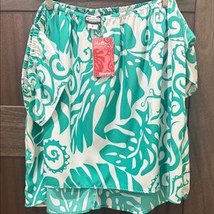 Manuhealii Green and White Tropical Skirt
